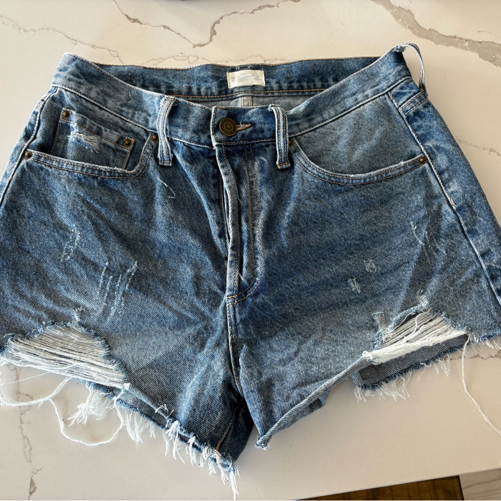 Z Supply Blue Distressed Jean Shorts